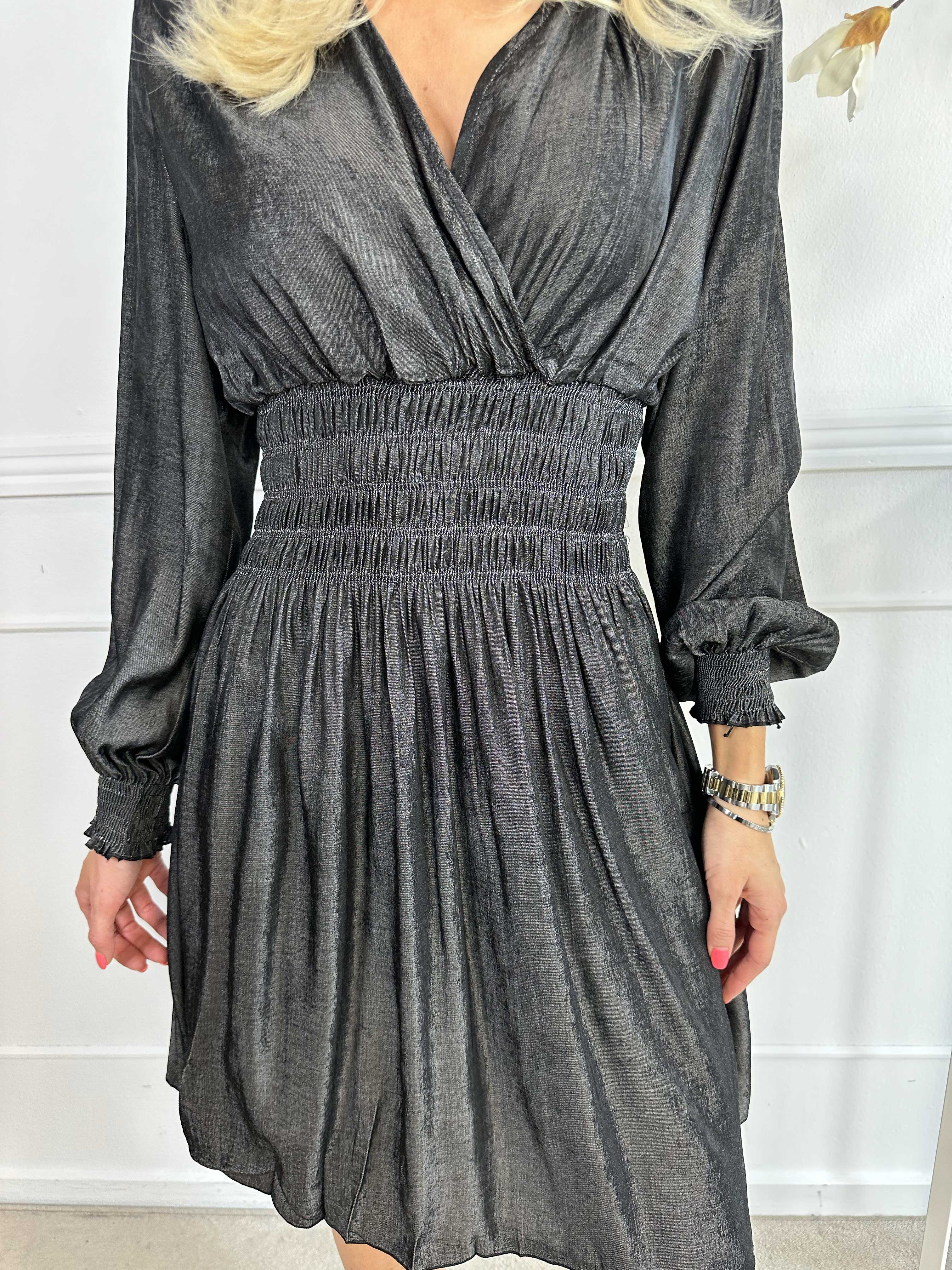 Pams Denim Short L/S - Kjole med smock i livet